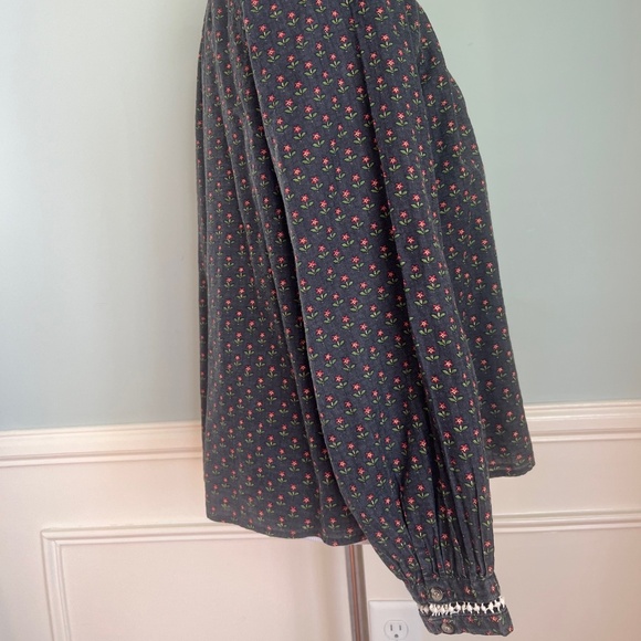 Sezane Black Cotton Floral Blouse, Button Down, Size 44/US 12 - Picture 5 of 8